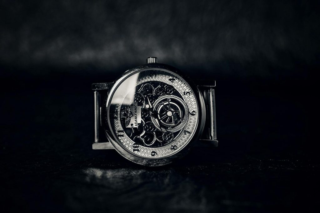 Close-up of a vintage mechanical wristwatch showcasing intricate gears and design.